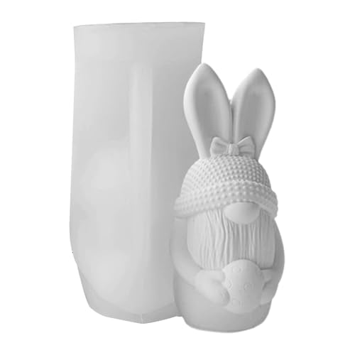 Ostern Kaninchen Kerze Form, 3D Bunny Silikonformen, Handwerk Gießen Epoxidharz Form für Kerze Machen DIY Kunsthandwerk Home Dekoration Ostern Handgemachte Seife Geschenke (B) von Cosiesnest