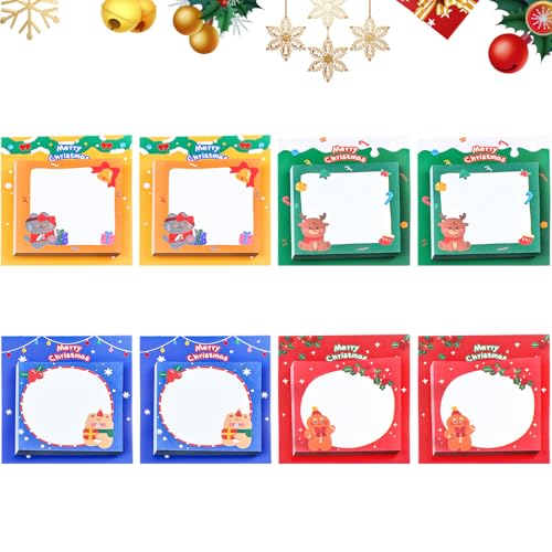 Weihnachten Haftnotizen, 8 Stück Weihnachten Selbstklebende Notizen Pad, Frohe Weihnachten Etiketten Memo Pads Nachricht Hinweis für Büro Haus Schule Xmas Party Geschenke Dekoration von Cosiesnest