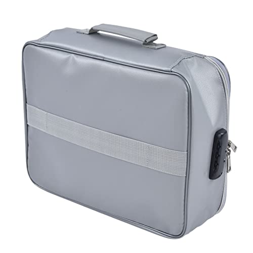 Dokumenten-Organizer, Dokumentensichere Mehrschichtige, Tragbare Dokumententasche mit Großer Kapazität, mit Schloss für Laptop, Fi (SILVER) von Cosiki