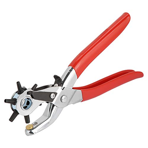 Lederloch-Punch, Gürtelloch Puncher Revolvierende Punchpliher 2-4,5 Mm Kohlenstoffstahl Multi-Loch-Gürtel Punch Zieh Leder-Punch-Punch-Werkzeug für Uhrenband, Handwerk, Stoff von Cosiki