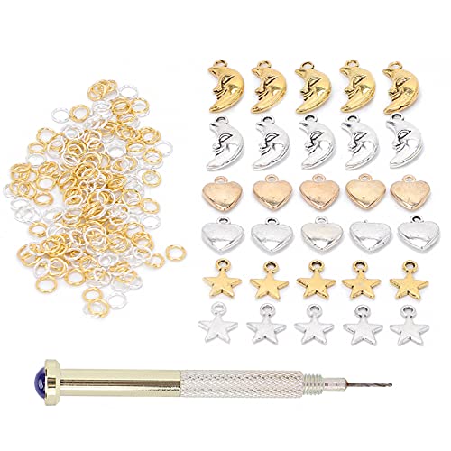 Nagel-Charms, Gold-Nagel-Charms, Handbohrer, Stern, Mond, Herzförmiger Anhänger, Nagel-Kunst-Schmuck, Dekoration, Nagel-Schmuck-Charms, Nagel-Piercing-Werkzeug von Cosiki