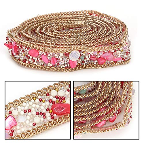 Strassband, Strass-Kiesband, Kette, Kleidung, Schuhe, Dekoration, Zubehör, Strass-Kiesband, Strassband, 1,5 Cm Breit (Rot) von Cosiki