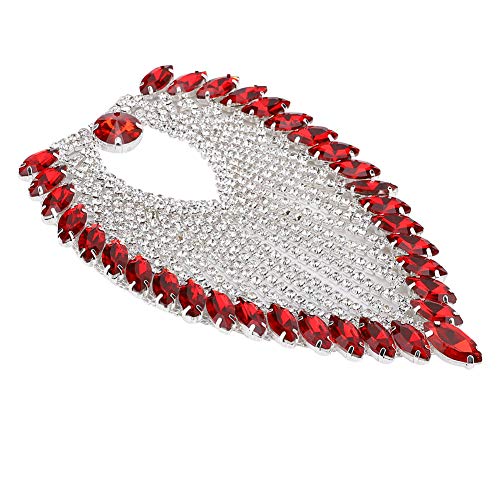 Strassbandquaste, Strasskette, Dekorative Strasskruste, Pferdeaugen-Applikationskette, 8,5 X 13 Cm, Strass-Klauenkette, Pferdeaugen-Applikationskette (rot 1 Stk) von Cosiki