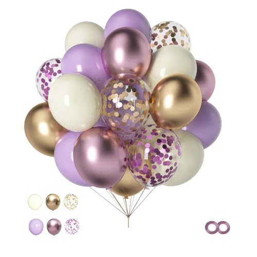 Cosmeria 60 Stück 12 Zoll Metallic Lavendel und Champagner Luftballons Set, Perfekt für Hochzeit, Geburtstag, Abschlussfeier Dekorationen von Cosmeria