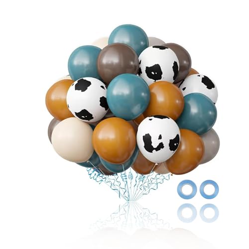 Cosmeria 68Pcs Cow Print Balloons Kit, Brown Blue Cow Balloons, 12 Inch Balloon Garland Set for Cowboy Party Decorations, Baby Shower, Birthday Party Supplies von Cosmeria