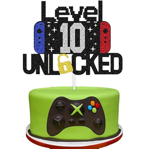 Cosmeria Gaming Deko 10. Geburtstag Junge, Happy Birthday Cake Topper, Tortendeko und Kuchendeko, Geschenk für 10 Jahre Junge, Geburtstags Cake Topper von Cosmeria