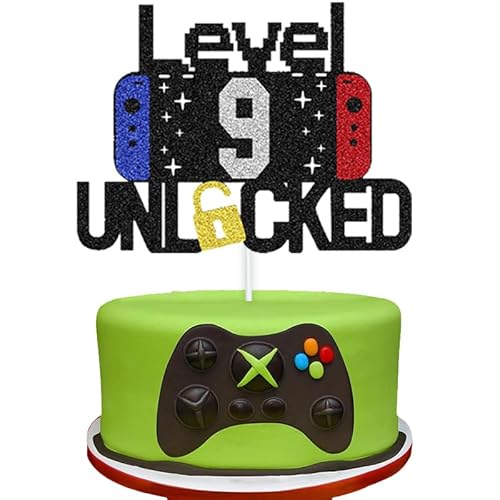 Cosmeria Gaming Deko 9. Geburtstag Junge, Happy Birthday Cake Topper, Tortendeko und Kuchendeko, Geschenk für 9 Jahre Junge, Geburtstags Cake Topper von Cosmeria