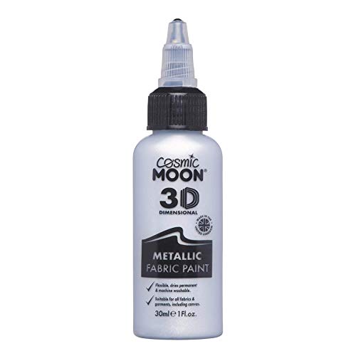 Cosmic Moon - Hochwertige Stofffarbe für einen schimmernden Metallic-Look - 30ml - Silber von Cosmic Moon