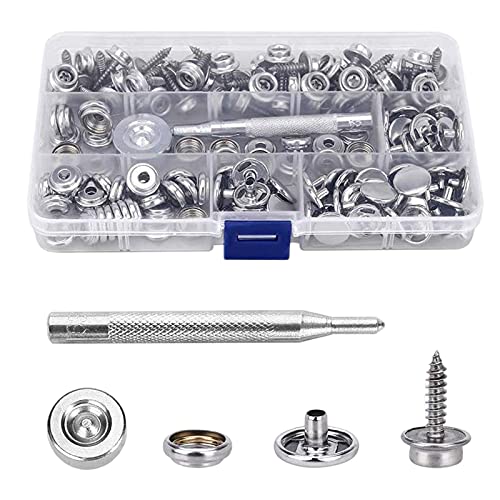 150 Stück Druckknöpfe Set,15 mm Metall Druckknöpfe Druckknopf Schrauben aus Eisen und Stahl, Canvas Snaps Fastener mit 2 Fixierwerkzeug für Autozelte Bootsplane Segeltuch von Cosswe