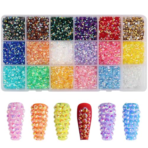 18 Farben Strasssteine,AB Kristall Strasssteine Glitzer Strass zum Basteln Crystal Edelstein Acryl Bunt Kristall Diamanten Kristalle Schmucksteine für DIY Nägel Handwerke Kleidun von Cosswe