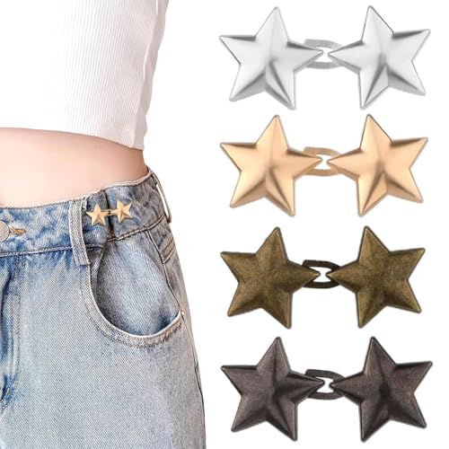 4 Sets Einstellbar Knöpfe Ohne Nähen Stern Knöpfe Keine Sewetalhose Taille Straffy Enger Machen Wiederverwendbar Pentagramm Knöpf Für Hosen und Kleid von Cosswe