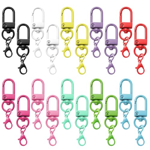 Bunte Karabiner Schlüsselanhänger 20 Stück Karabinerverschlüsse Metall Hummer Krallenverschlüsse Karabinerhaken Schlüsselanhänger Haken Drehbare Verschlüsse Schlüsselband Clips DIY Schlüsselanhänger von Cosswe