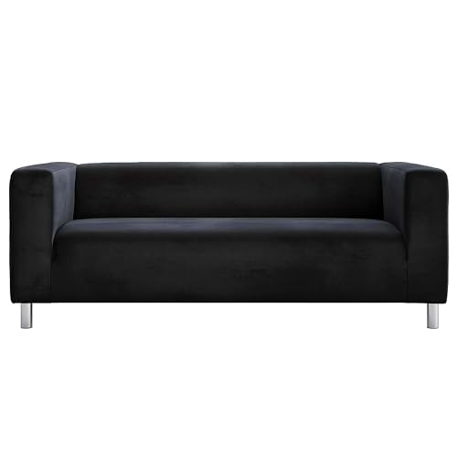 Cosy Burrows Klippan Ersatz-Sofabezug für 2-Sitzer aus Plüsch-Samtstoff, maßgefertigter Bezug für IKEA KLIPPAN 2-Sitzer (180 cm) Sofa (Schwarz) von Cosy Burrows