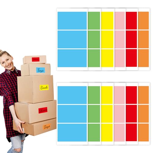 72 Pcs umzugsetiketten, 100 X 60 mm Rechteckfarbe aufkleber umzugskartons Umzugsaufkleber Bunt für Kartons Farbkodierungsetiketten etiketten umzug für Umzugs-Haus-Aufkleber (10 * 6cm) von Cosysparks