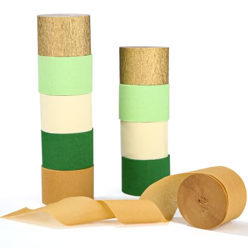 Krepppapier, 10 Rollen Grün-khaki Krepppapier, 4.5cm x 25m Kreppbänder Luftschlangen Mehrfarbig, Krepp Papier, Creppapier Seidenpapier Streamer für Hochzeit,Geburtstag,Babyparty von Cotepi