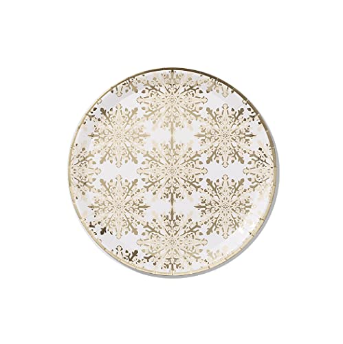 Coterie Gold Schneeflocke Pappteller (Set mit 10 großen Tellern) - Winter Wonderland Party Teller, Winter Party Pappteller, Schneeflocke Pappteller, Gold Pappteller | 23,5 cm Weihnachten Pappteller von Coterie