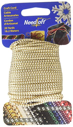 needloft Neuheit Craft Kordel, 2–20-Yard Karten, Metallic Weiß & Gold von Cottage Mills