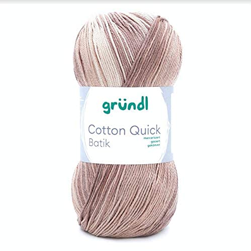 Max Gründl, Cotton Quick Batik Garn, Wolle, 100% Baumwolle (mercerisiert, gasiert) (1 Knäuel, natur-braun-beige) von Cotton Quick