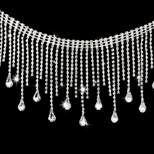 Coucoland Kristall-Strass-Band, 91 cm, Quastenkette, Nähen, Handwerk für Hochzeit, Brautparty, Bauchtanz, Kette (Tropf-Silber) von Coucoland