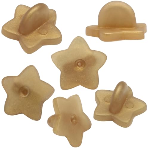 Coufce 100 Stück sternförmige Gummi-Anstecknadeln, Anstecknadelhalter, Broschenhalter für Uniform, Abzeichen, Hut-Krawatte (Gold) von Coufce