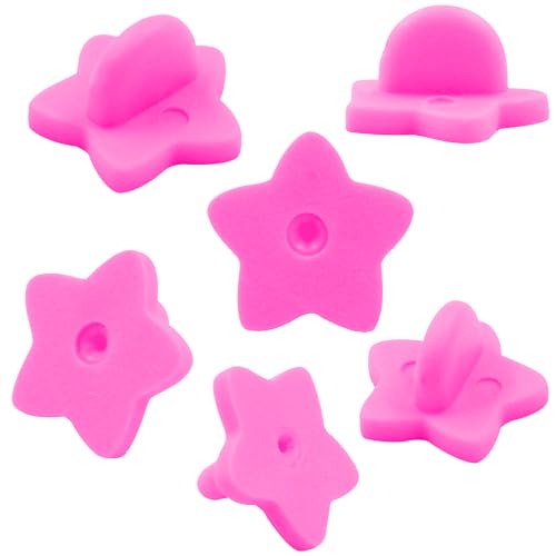 Coufce 100 Stück sternförmige Gummi-Anstecknadeln, Anstecknadelhalter, Broschenhalter für Uniform, Abzeichen, Hut-Krawatte (Rosa) von Coufce