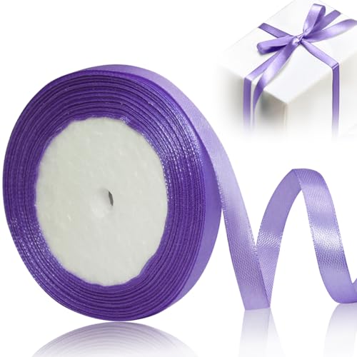 Coufce Lilafarbenes Satinband, 1,9 cm x 22,7 m, Lavendel-Stoffbänder, violettes Miniband, dünnes Band für Geschenkverpackungen, Hochzeits-Party-Dekoration und Haare von Coufce