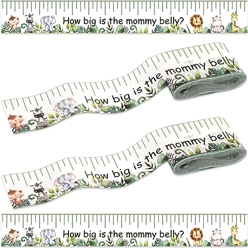 Coume 2 Rollen Maßband für Babypartys, 5,1 cm x 4,5 m, Bauch-Spielband für Babyparty, Partygeschenke und Zubehör (Safari) von Coume