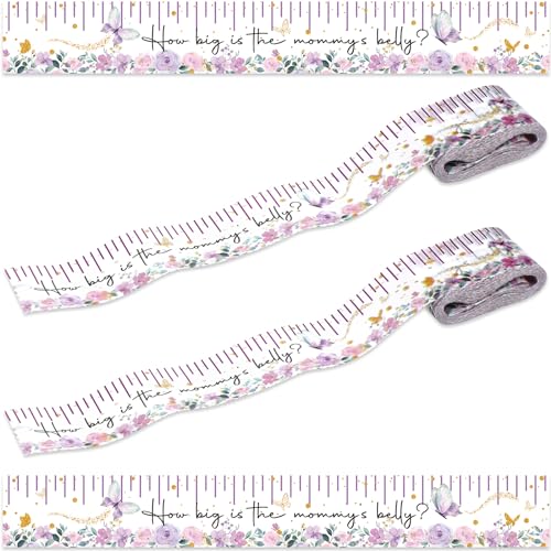 Coume 2 Rollen Maßband für Babypartys, 5,1 cm x 4,5 m, Bauch-Spielband für Babyparty, Partygeschenke und Zubehör (Schmetterling) von Coume