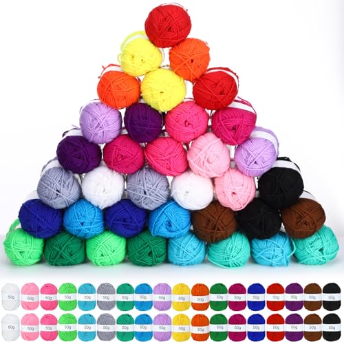 Coume 36 Rollen mit je 50 g Häkelgarn, 300 m, Polyester-Garn, Großpackung, mehrfarbiges Garn, Strickset, weiches Garn, Häkelbedarf, Garn und Nadeln, Set für Erwachsene und Kinder, DIY Handwerk (18 von Coume