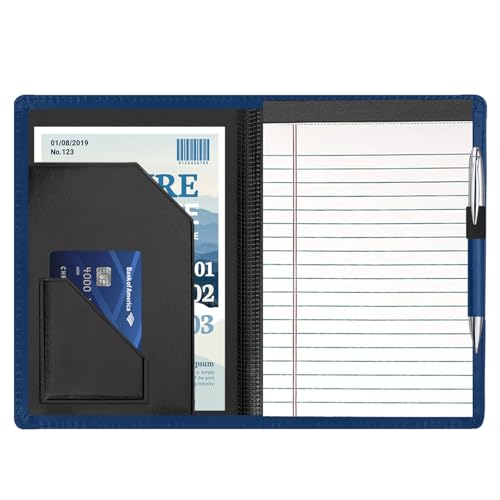 Coupount Junior Padfolio/Lebenslauf-Portfolio-Ordner mit nachfüllbarem liniertem A5-Notizblock, Business-Portfolio-Ordner, Innentaschen, Kartenfächern, Marineblau von Coupount