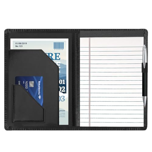 Coupount Junior Padfolio/Lebenslauf-Portfolio-Ordner mit nachfüllbarem liniertem A5-Notizblock, Business-Portfolio-Ordner, Innentaschen, Kartenfächern, Schwarz von Coupount