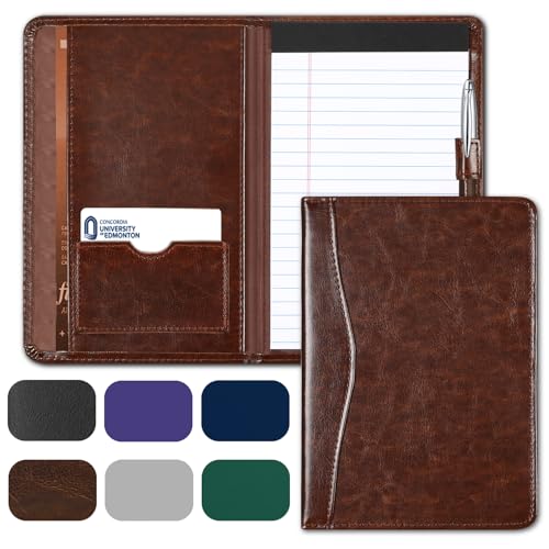 Coupount Mini-Padfolio/Junior-Portfolio-Mappe, Business-A5-Ordner, Organizer, Notizblock für Männer und Frauen, 12,7 x 20,3 cm, Schreibblock enthalten, Braun von Coupount