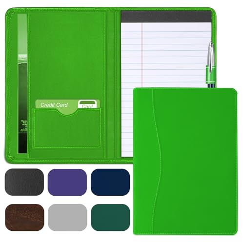 Coupount Mini-Padfolio/Junior-Portfolio-Mappe, Business-A5-Ordner, Organizer, Notizblock für Männer und Frauen, 12,7 x 20,3 cm, Schreibblock enthalten, Grün von Coupount