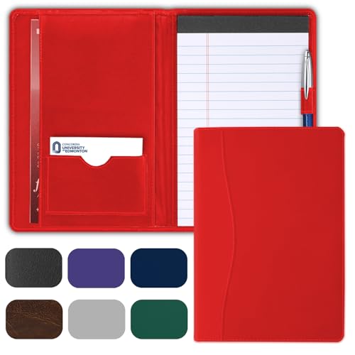 Coupount Mini-Padfolio/Junior-Portfolio-Mappe, Business-A5-Ordner, Organizer, Notizblock für Männer und Frauen, 12,7 x 20,3 cm, Schreibblock enthalten, Rot von Coupount