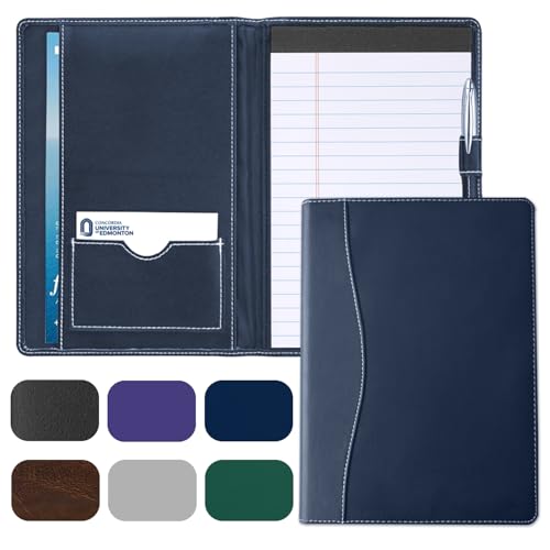 Coupount Mini-Padfolio/Junior-Portfolio-Mappe, Business-A5-Ordner, Organizer, Notizblock für Männer und Frauen, 12,7 x 20,3 cm, Schreibblock im Lieferumfang enthalten, Marineblau von Coupount