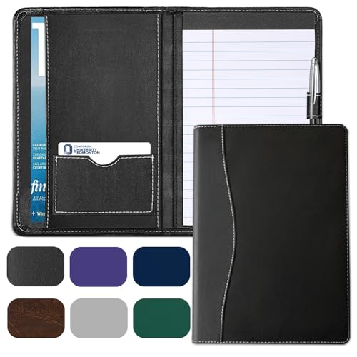 Coupount Mini-Padfolio/Junior-Portfolio-Mappe, Business-A5-Ordner, Organizer, Notizblock für Männer und Frauen, 12,7 x 20,3 cm, Schreibblock im Lieferumfang enthalten, Schwarz von Coupount