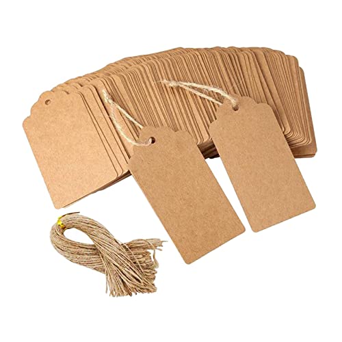 100 Stück Papier Geschenkanhänger Jakobsmuschel Etiketten blanko + Schnüre für Hochzeit Party Kraft von Courtieyeardceastea