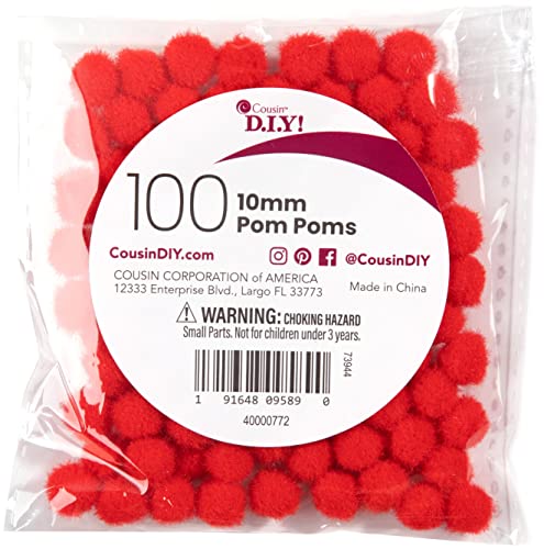 Cousin Pompons, 10 mm, Rot, 100 Stück von Cousin