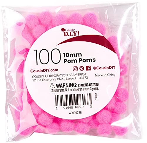 Cousin Pompons zum Selbermachen, 10 mm, Rosa, 100 Stück von Cousin