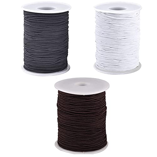 3 Rollen 150m Elastische Schnur, Gummiband Armbänder Perlenschnur Faden Elastisch Stretchfaden Crafting String für Basteln Schmuck Handwerk Schwarzer Weißer Kaffee 1.2mm von Coyanyu