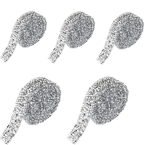 Band mit Strasssteinen, 5 Rollen Selbstklebende Kristall Strass Diamant Band Strassband Funkelndes Harz Bling Band für Handwerk, DIY Party Hochzeit Dekoration 5 Yard 15 mm von Coyanyu