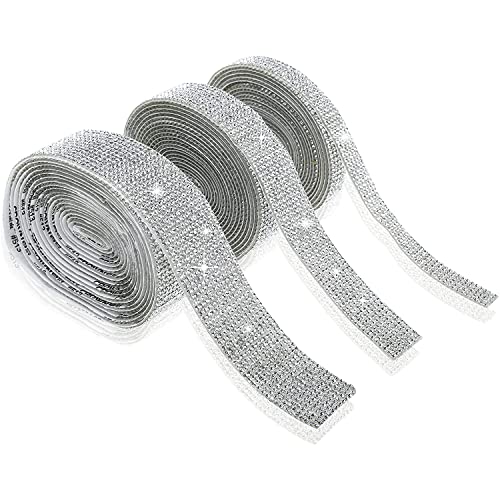 Coyanyu Kristall Strass Diamant Band, 3 Rollen Selbstklebende Diamant Band mit 2mm Strass 3 Yards Bling Bänder Rolle für Hochzeit Geburtstag Kunstwerke DIY Dekoration (4/8/12 Reihen) von Coyanyu