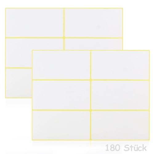 180 Stück 100x50mm Etiketten, Cozevdnt Selbstklebend Aufkleber, Weiß Klebeetiketten zum Beschriften, Universal-Aufkleber, für Flaschen, Aktenordner, Glasboxen, Schule, Büro, Küche von Cozevdnt