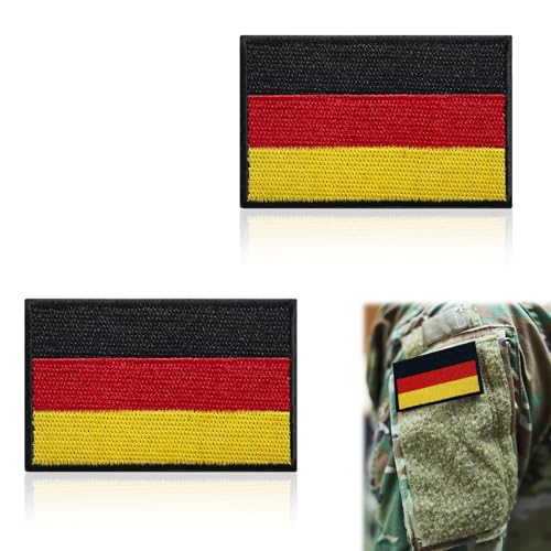 2 Stück Deutschland Flaggen Patch, 8 x 5 cm Bundeswehr Patches, Germany Flag Patch, Gestickt mit Abzeichen Klett for Military Uniform Tactical Bag Jacket Jeans Hat von Cozevdnt