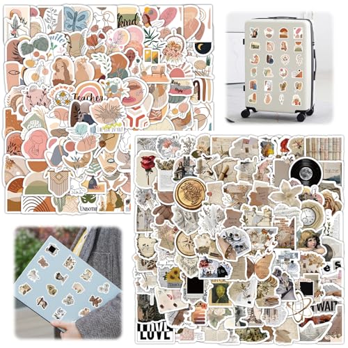 200 Stück Boho Aufkleber, Vintage Sticker Aesthetic Aufkleber, wasserfeste Vinyl-Aufkleber, Süßer Aufkleber für Laptop, Telefon, Wasserflasche, Skateboard, Koffer, Gitarre, Pad, Scrapbook Aufkleber von Cozevdnt