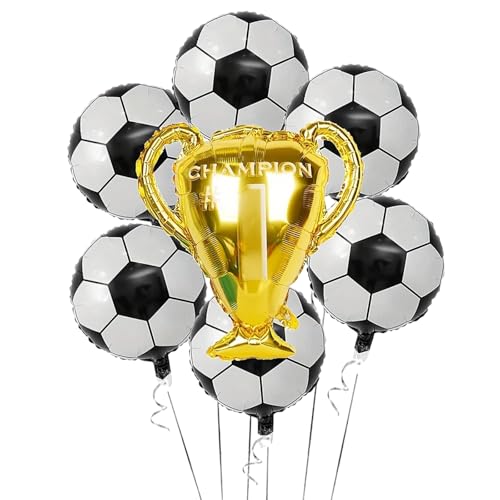 Fussball Luftballon Football Deko Geburtstag, Trophäe Folienballon mit 5 Stück Folienballons Fussball, Luftballons Fussball für Spieltag Fußball Weltmeisterschaft Geburtstag Party Fußball Deko von Cozevdnt