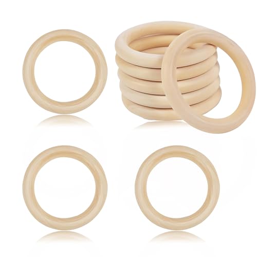 Holzringe zum Schmuck Basteln, 10 Stück Ringefür DIY Handwerk Ring Anhänger Anschlussstück Machen, Spielzeug Serviettenringe, Armband Hängende Dekoration-55mm von Cozevdnt