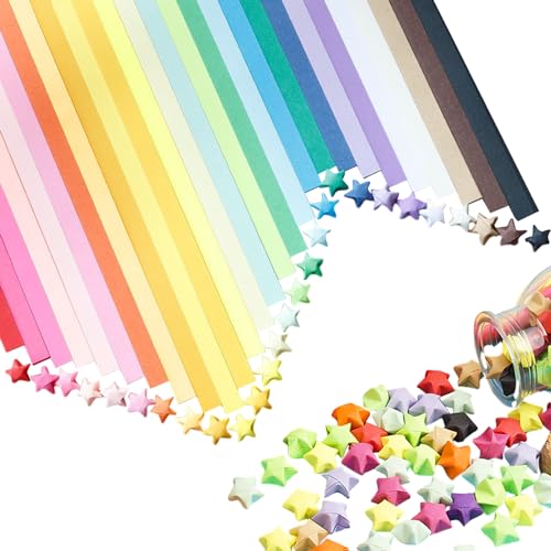Origami Sterne Papier Papierstreifen, 1350 Stück Sterne Papier Streifen, 27 Farben Kunsthandwerk Sterne Papierstreifen, Glitzerpapier Selber Machen Glückssternpapier, DIY Handwerk Sterne Origamipapier von Cozevdnt