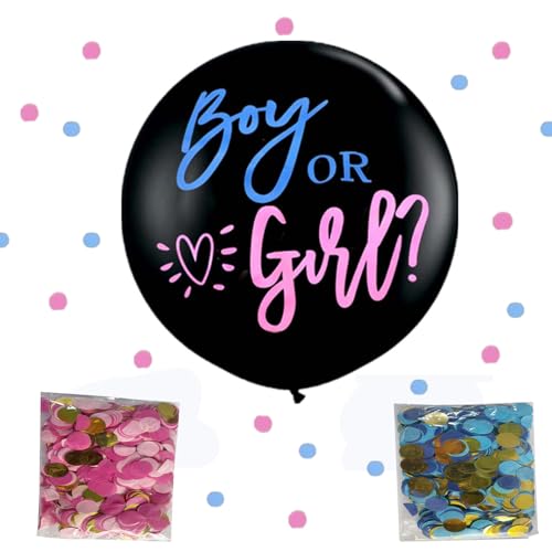 Schwarz Gender Reveal Ballon -36 Zoll Großer Boy or Girl Ballon Mit Rosa und Blauem Konfetti, for Baby Party wie Baby Shower Oder Geschlechtsankündigungen… von Cozevdnt