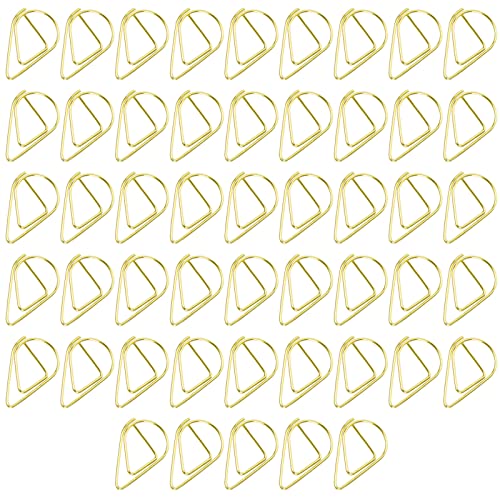 Büroklammer-50pcs Durable Briefklammern, Wassertropfen Form Papierklammern,Kleine Büroklammern Herz Metall für Foto Papier Buch Memo Karte Poster und Briefkopf-Einladungen -1.6x2.5cm (Gold) von Cozlly